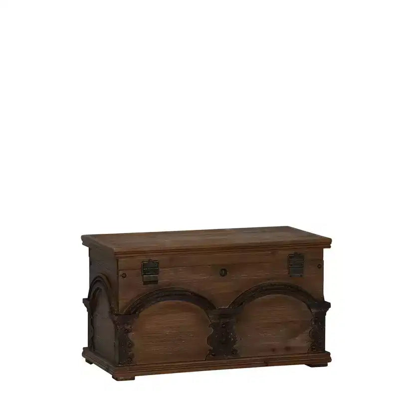 Household Essentials Baule Contenitore Piccolo in Legno Marrone ad Arco