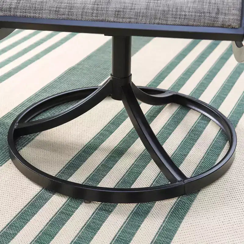 3pc Patio Dining Set with Small Square Table with Umbrella Hole & 360 Swivel Padded Sling Arm Chairs - Captiva Designs