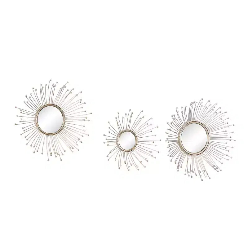 Olivia & May Set di 3 Specchi da Parete a Stella in Metallo Oro: Cornice in Ferro, Arredamento Glamour di Lusso, Nessun Montaggio Richiesto
