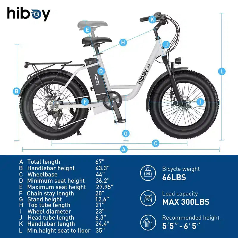 Bicicletta elettrica da città Hiboy Adult EX6 20" Step-Through - Bianca