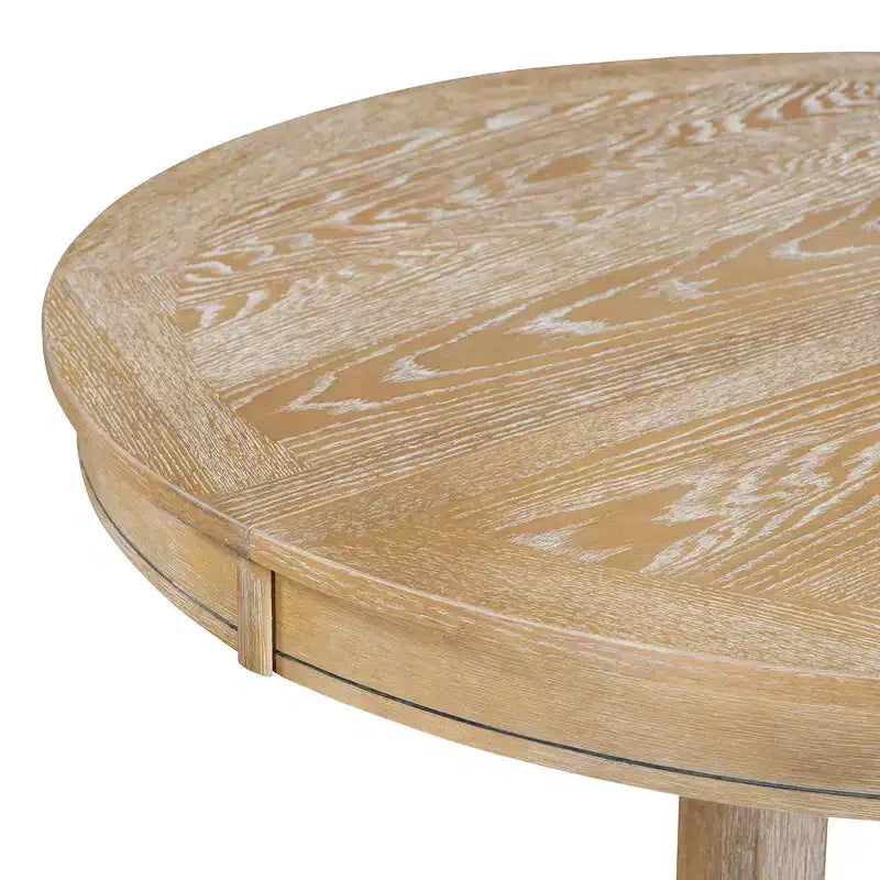 Whisen Farmhouse Style Wood Extendable Pedestal Base Dining Table with 14 in. Leaf