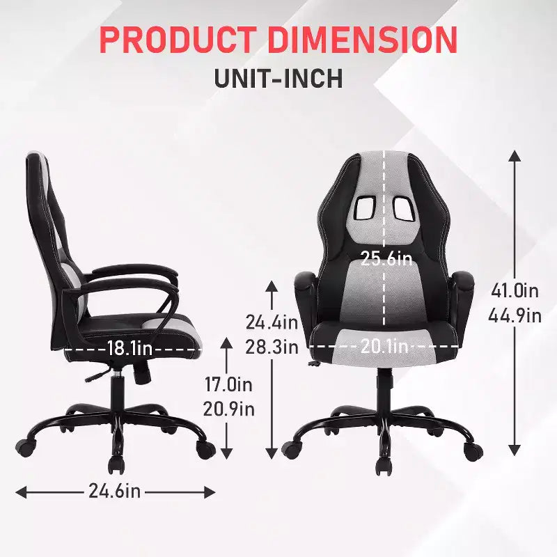 BestMassage Sedia da Gaming Sedia da Ufficio con Supporto Lombare Altezza Regolabile Sedia Direzionale in Pelle PU per Donne Uomini Adulti