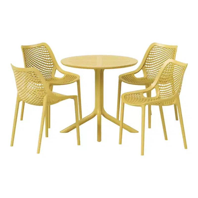 WestinTrends Playa 5-Piece Modern Round Patio Dining Table Set with Stackable Patio Dining Chairs