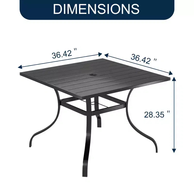 Set da pranzo da esterno a 8 pezzi CLIHOME, tavolo quadrato con foro per ombrellone e sedie girevoli a 360°
