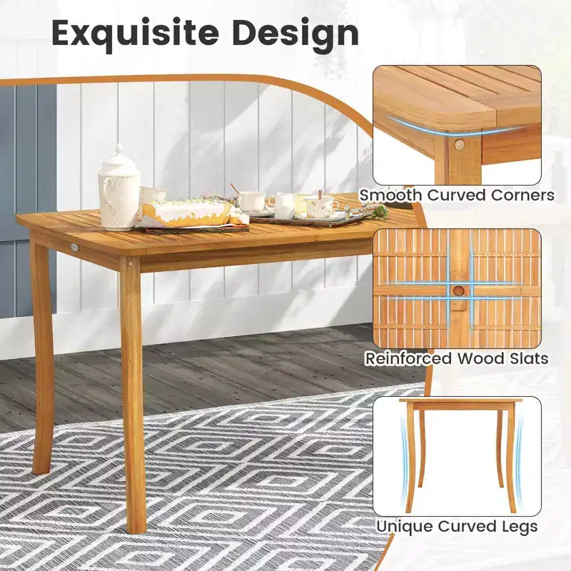 Costway 7PCSPatioDiningSet AcaciaWoodTableandChairsSetwith 1.97 Umbrella Hole