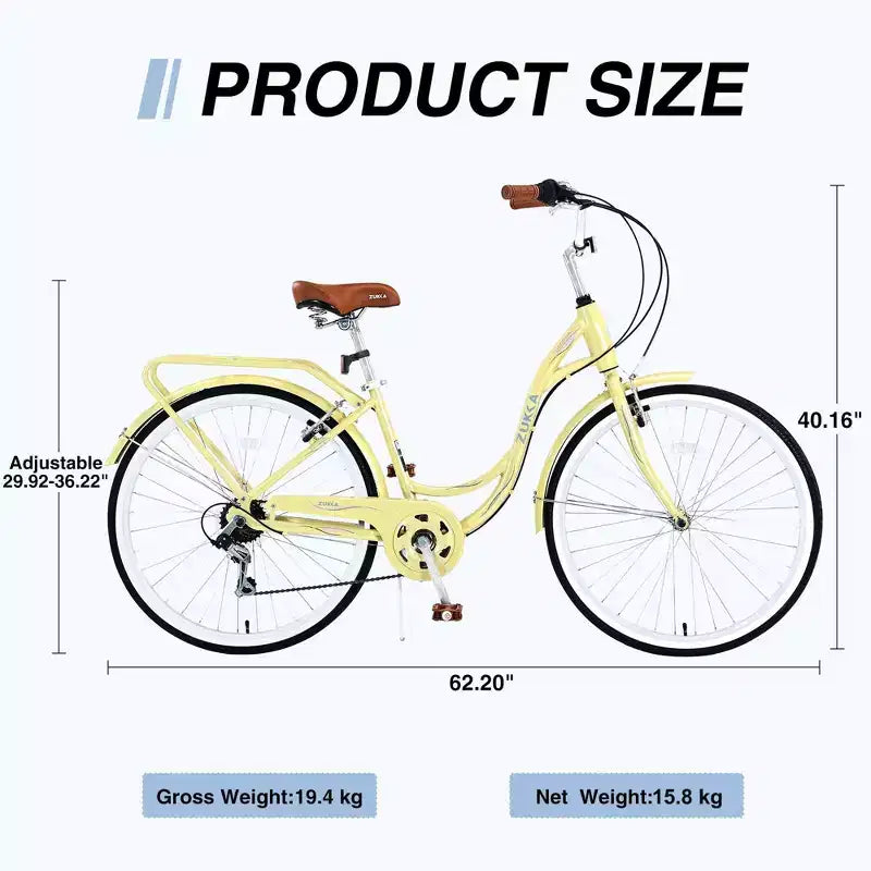 NAYSAYE 24 Beach Cruiser Bike for Women Ladies Bike 7 Speed Complete Cruiser Bikes with Dual V-Brake, Adult City Bike for Women, Men