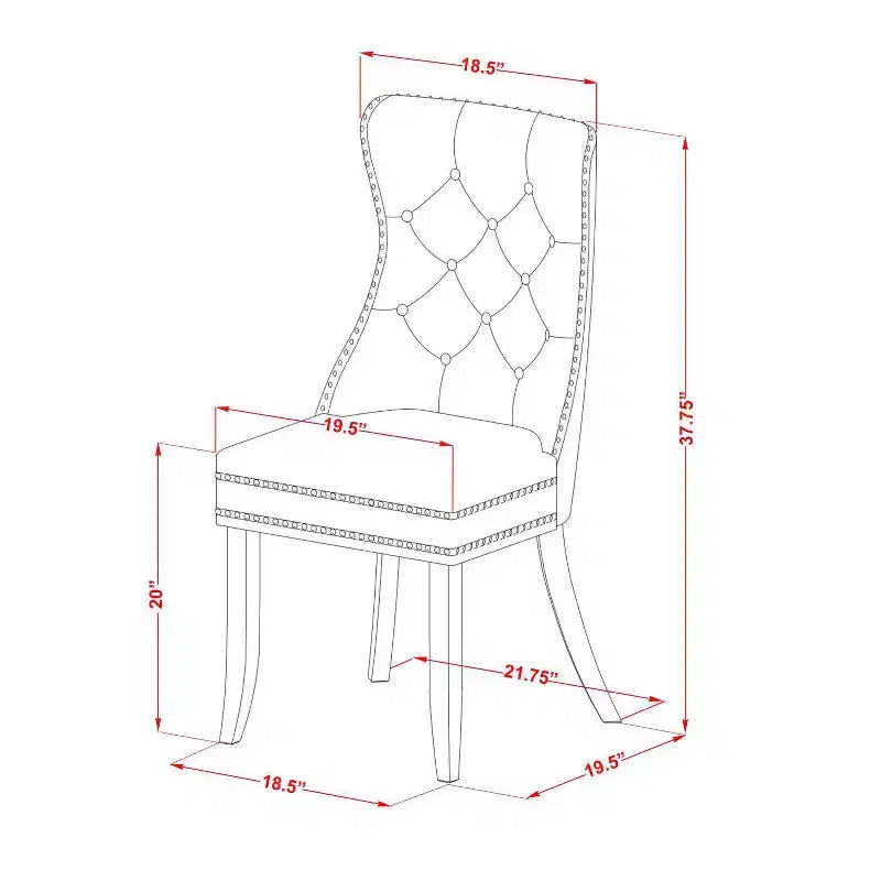 Set da pranzo a 5 pezzi in legno massello con finitura in mogano e piano imbottito rettangolare - 4 posti a sedere