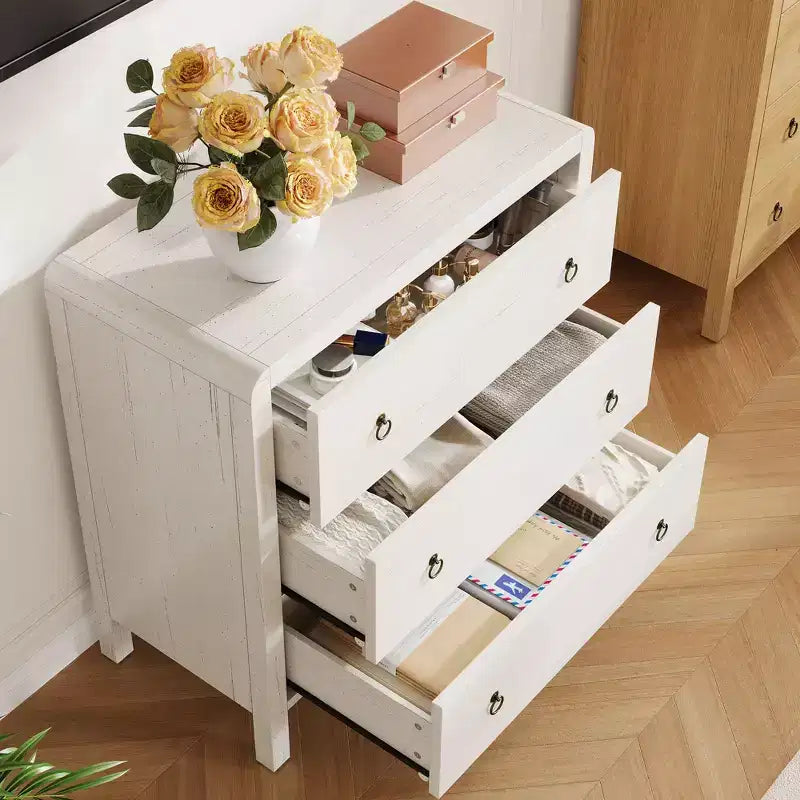 Cassettiera a 3 Cassetti per Camera da Letto, Cassettiera Moderna per Armadio, Cassettiera in Legno per Vestiti per Soggiorno, Corridoio, Armadio
