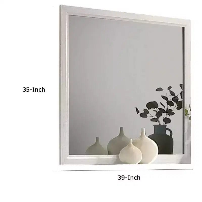 Specchiera per Comò Royal Hampton, Cornice in Legno Bianco Stile Moderno, 39 Pollici