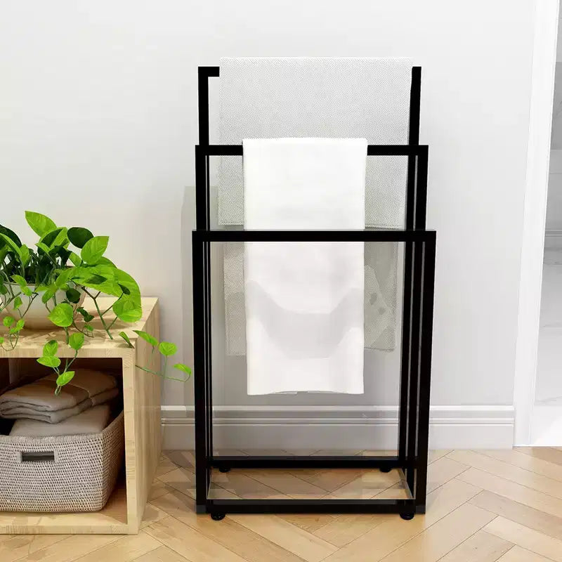 38 H Free Standing Towel Rack, 3 Tier Towel Drying Rack, Steel Blanket Drying and Display Rack for Bathroom Bedroom Hot Tub Gym Pool