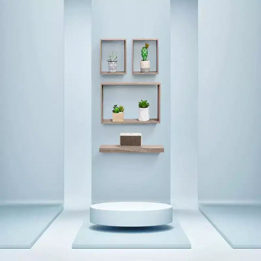 17.7 Maple Floating Shelf C invisible-bracket wood wall mount, perfect bathroom/bedroom/kitchen dcor or book/plant display, easy install.