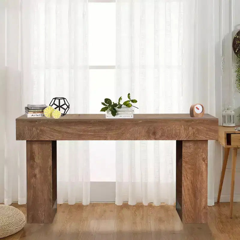 Coolmee Tavolo Consolle Lungo da 160 cm per Ingresso, Tavolo Rettangolare in Legno Dietro il Divano, Tavoli da Ingresso in Stile Rustico per Ingresso, Corridoio