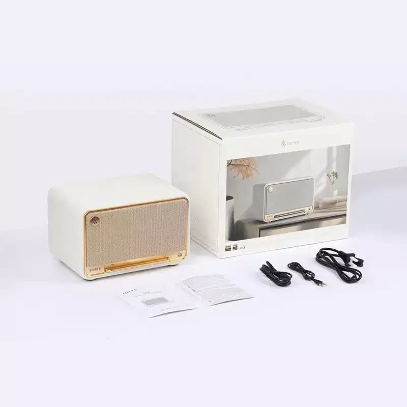 60-Watt-Continuous Bluetooth Retro D32 Rechargeable Tabletop Speaker with 4-In. Woofers, Wi-Fi, High-Res Audio, and AirPlay