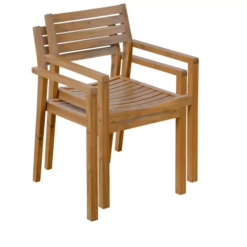 GDFStudio Saul Set da Pranzo da Esterno a 5 Pezzi in Legno di Acacia con Tavolo Rotondo a Doghe da 47,2 e Sedie Ergonomiche