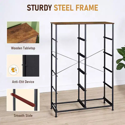 10-Drawer Dresser, Tall Chest of Drawers with Rustic Wood Finish and Metal Frame, Storage Organizer Unit for Bedroom, Entryway, Living Room