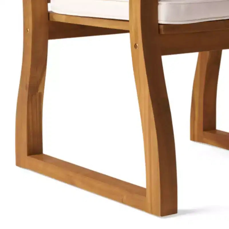 Set da pranzo per esterni da 7 pezzi con tavolo in legno di acacia e 6 sedie imbottite, mobili da pranzo per patio per giardino, terrazza e bordo piscina-Panipeachy