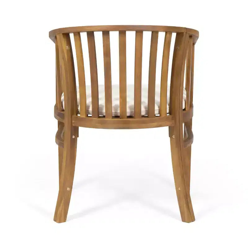 Christopher Knight Home Alain Modern 7 Piece Patio Acacia Dining Set with Oval Slatted Table and Cushions