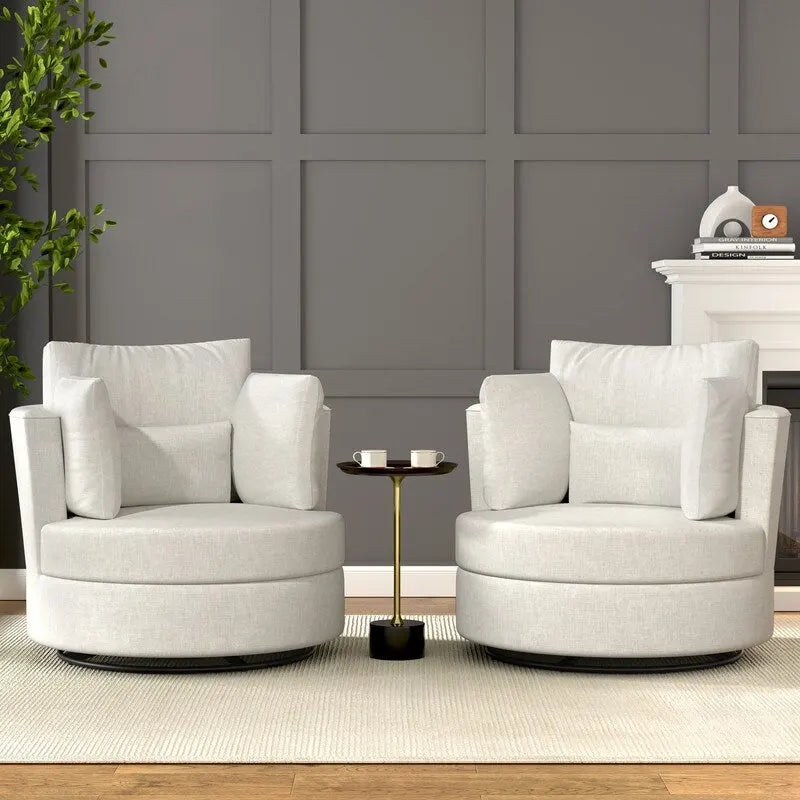 Chenille Swivel Soft Modern Upholstered Accent Chair (Set of 2)