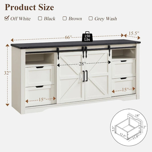 32 Tall Farmhouse TV Stand for 80 TV, Wood Entertainment Center