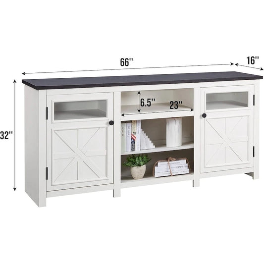 Farmhouse TV Stand for 75 Inch TV, Modern Entertainment Center