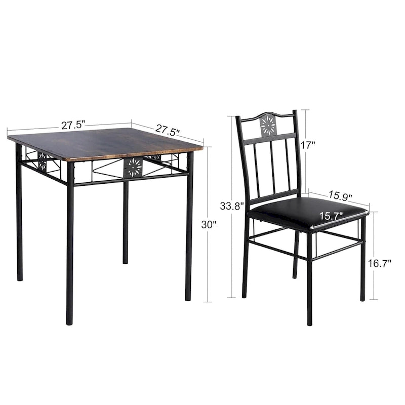 VECELO 3/5-piece Dining Table and Dining Chair Set, Dining Sets Antique Brown