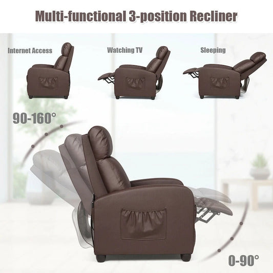 Gymax Massage Recliner Chair Single Sofa Padded Seat w/ Footrest