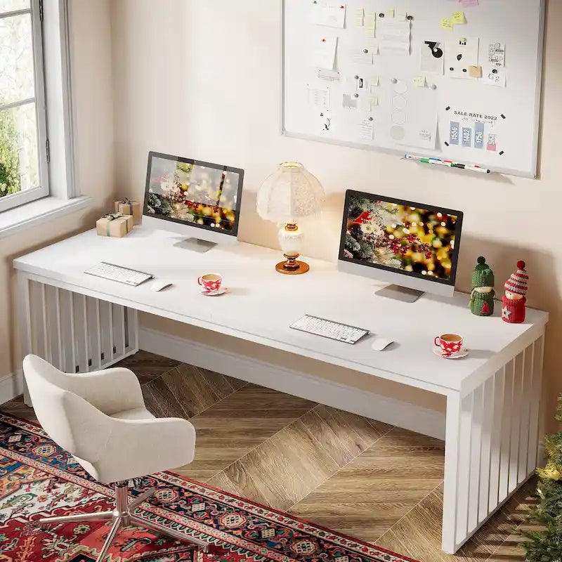 Scrivania da computer per 2 persone da 200 cm, scrivania da lavoro direzionale in legno per ufficio domestico
