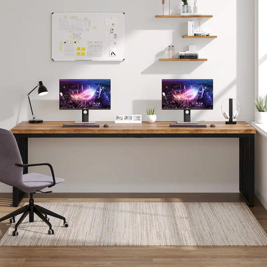 Scrivania da computer per 2 persone da 200 cm, scrivania da lavoro direzionale in legno per ufficio domestico