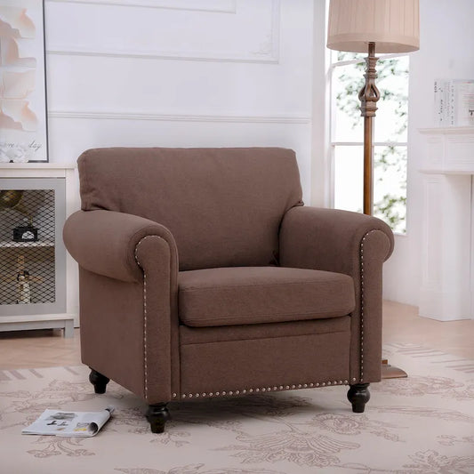 Brown 37.4 Accent Chair with Nailheads