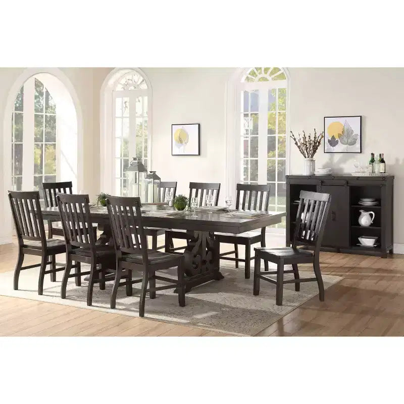 104" Maisha Dining Table Rustic Walnut Finish - Acme Furniture