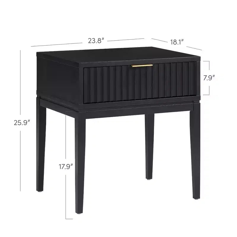 Nathan James Jasper Wood Fluted Nightstand Black