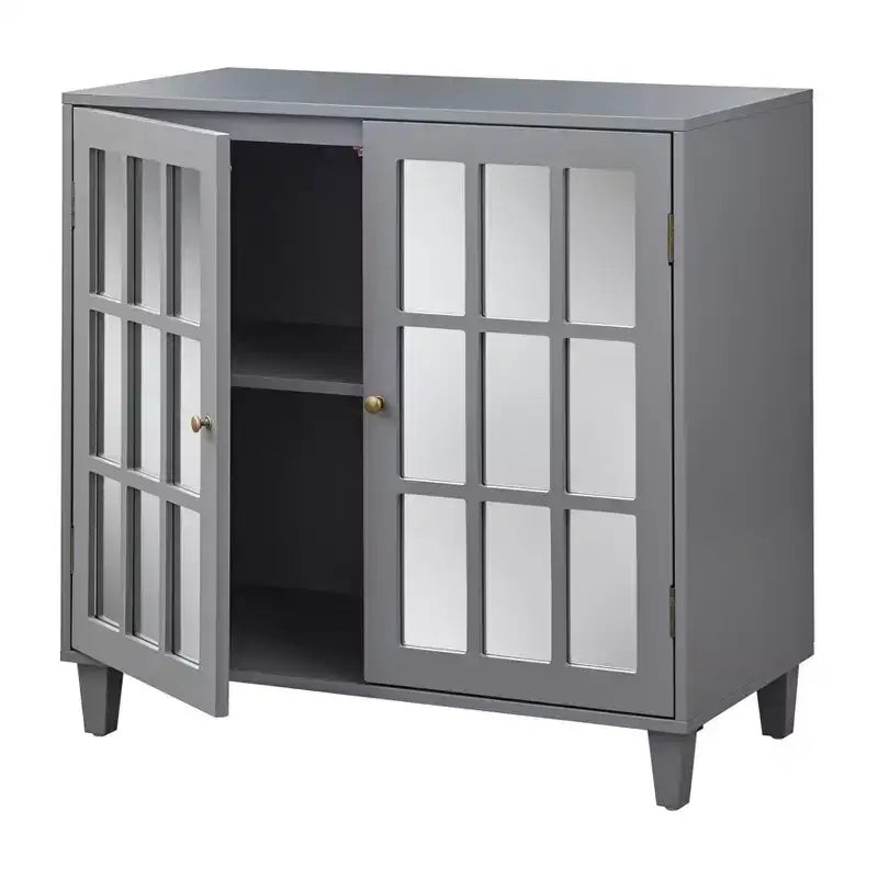 Lifestorey Matteo Armadietto Moderno con Ante a Specchio Grigio Antracite: Stile Moderno Rustico, Maniglie in Ottone, Ripiano Regolabile