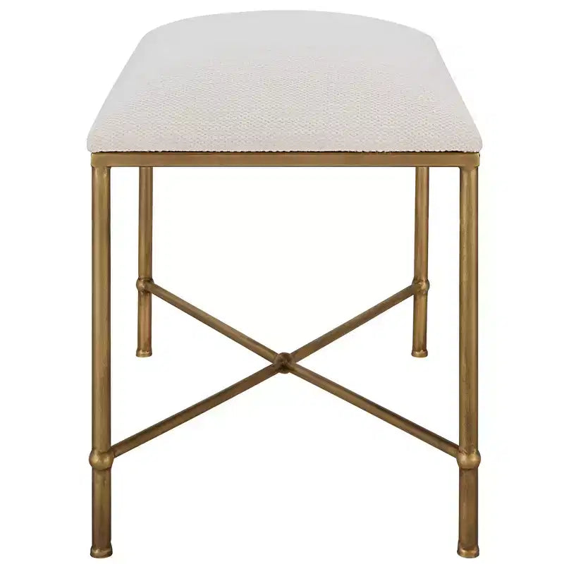 Panca d'appoggio Avenham da 61 cm, in tessuto bianco, di Uttermost