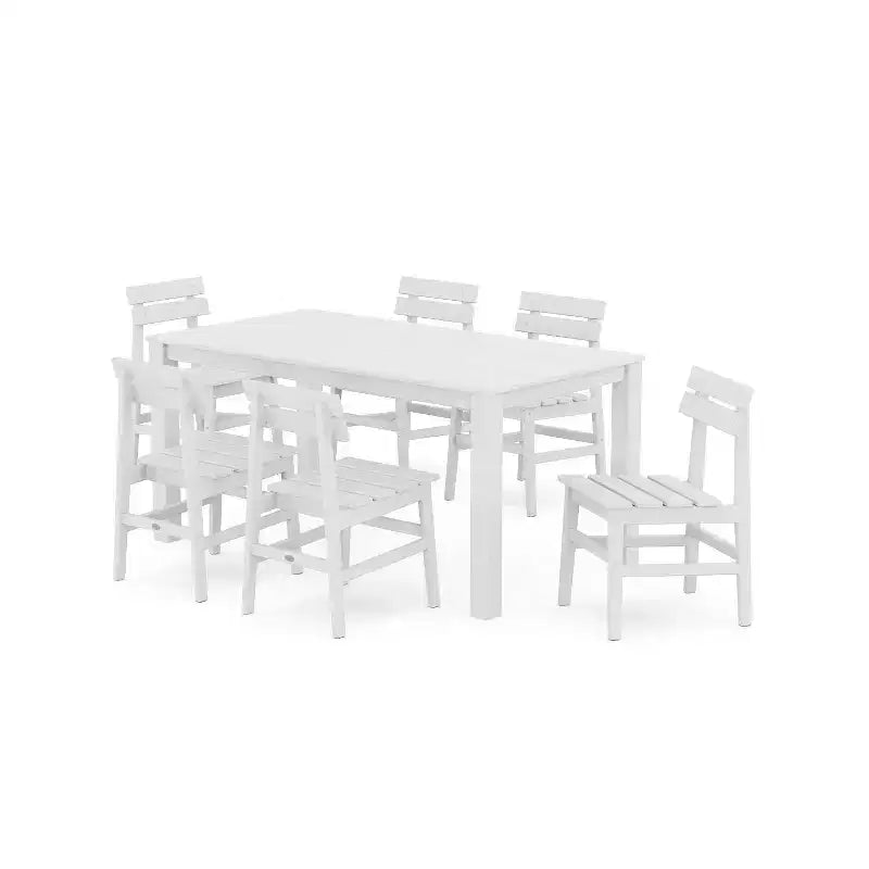 Set da pranzo da esterno POLYWOOD 7 pezzi con sedie Modern Studio Plaza e tavolo Parsons