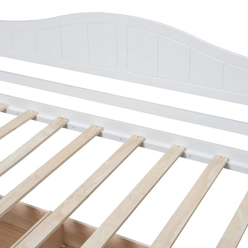 Letto a baldacchino singolo in legno con 2 cassetti