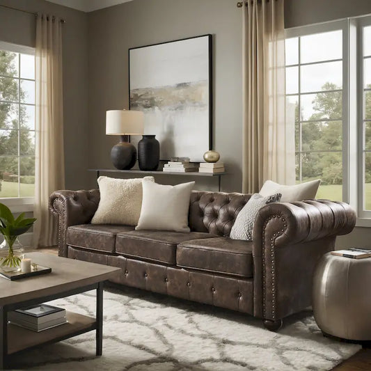 Gdansk Tufted Scroll Arm Chesterfield Sofa