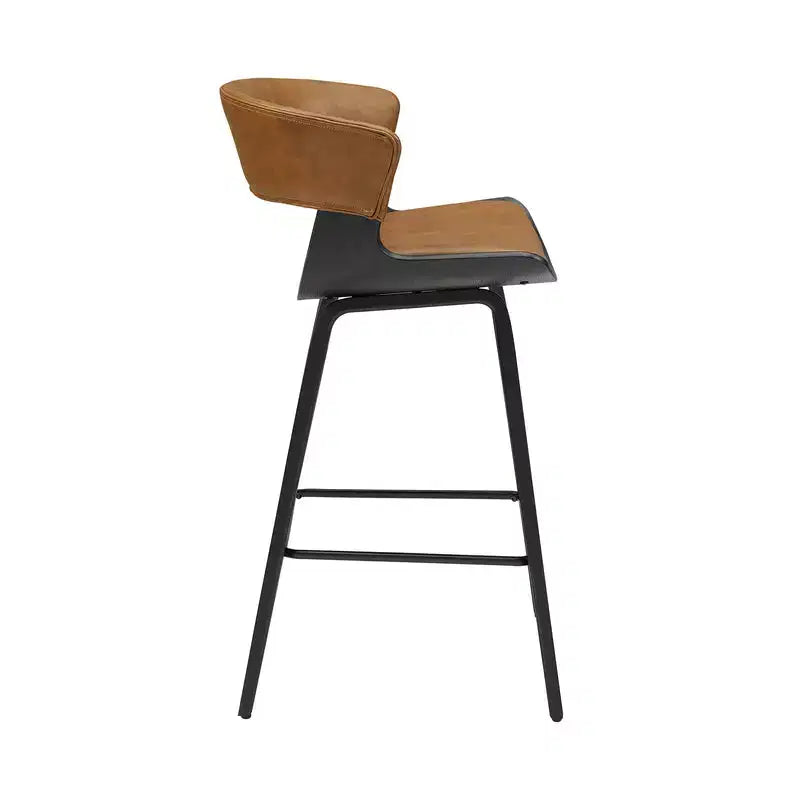 HOMLUX Set of 2 Oak Bentwood Barstool Mid-Century Ergonomic Curved Seats
