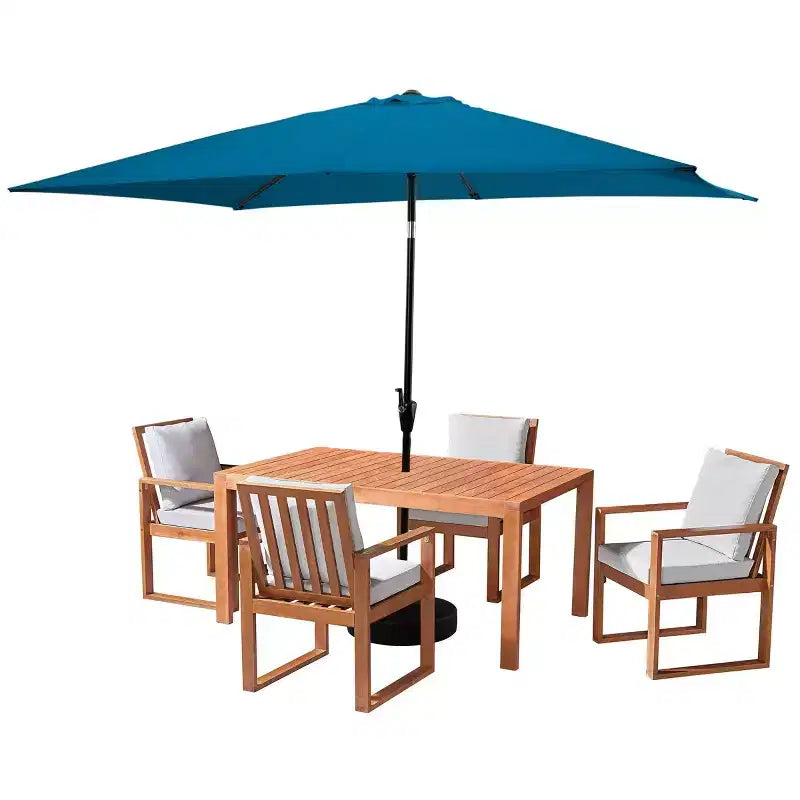 Set da pranzo da esterno 6 pz Alaterre Furniture, tavolo Weston con ombrellone rettangolare da 3 m