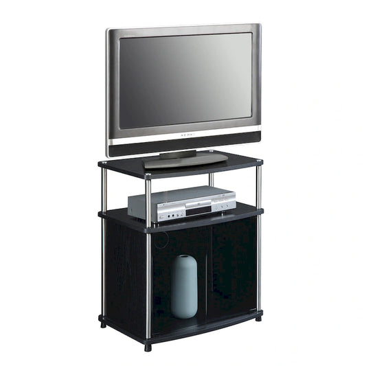 Convenience Concepts Designs2Go 26 inch TV Stand with Black Glass Storage Cabinet and Shelf