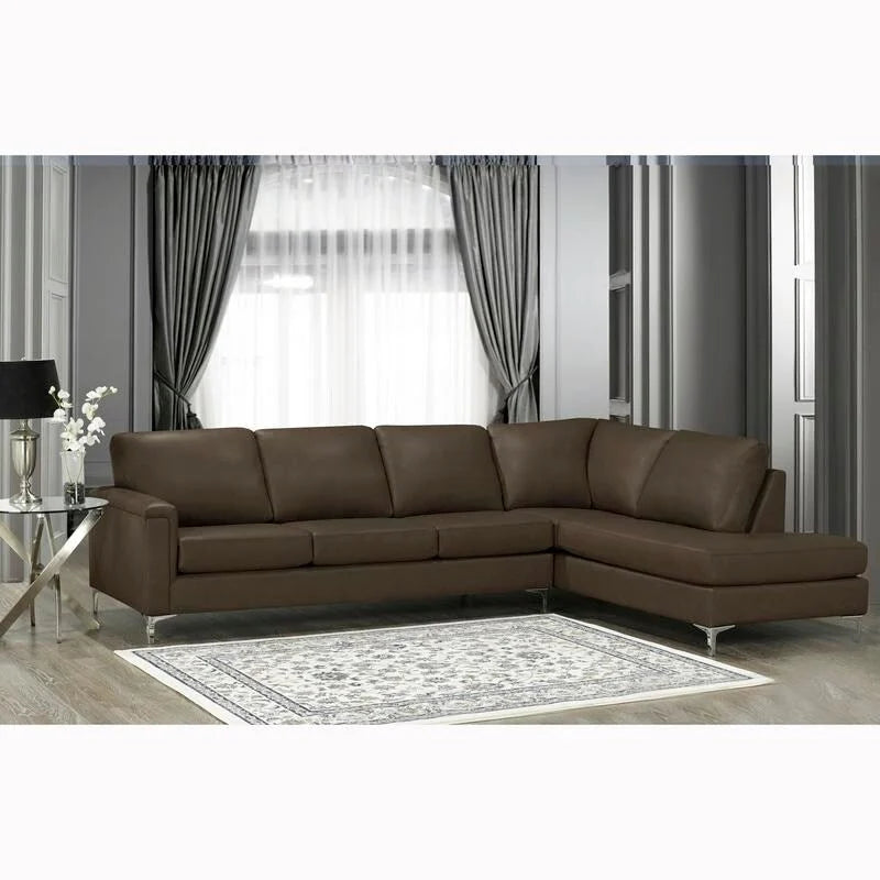 Malibu L-shaped Top-grain Leather Sectional Sofa - 122.5 x 85 x 36.5 x 35