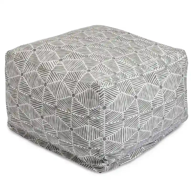 Majestic Home Goods Indoor Charlie Cotton Ottoman Pouf 27 in L x 27 in W x 17 in H