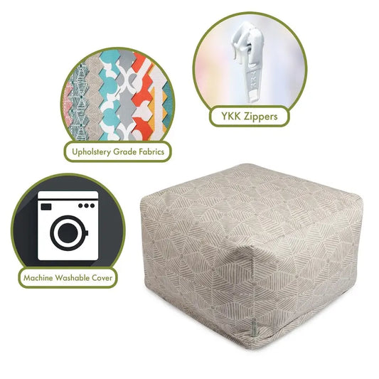 Majestic Home Goods Indoor Charlie Cotton Ottoman Pouf 27 in L x 27 in W x 17 in H