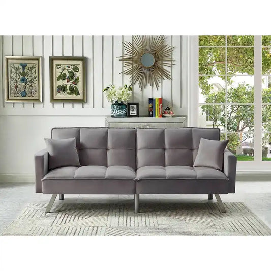 Comfortable Velvet Multi-position Sleeper Sofa Bed