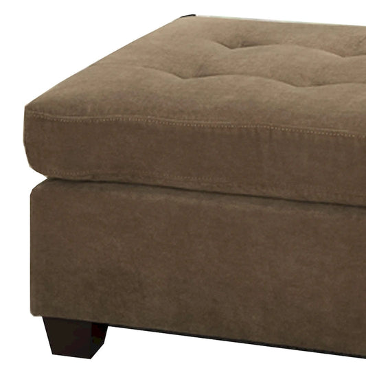 Cocktail Ottoman In Light Brown Waffle Suede Fabric