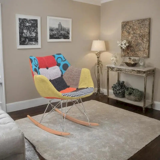 Willo Polyester Upholstered Rocking Nursing Chair - Modern Accent Armchair for Home Living Room Bedroom Indoor & Outdoor