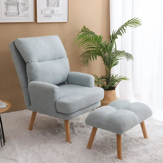 Fabric Armchair Accent Chair with Ottoman Set