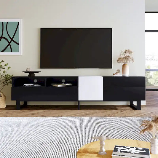 Modern TV Stand for 80 TV with Double Storage Space