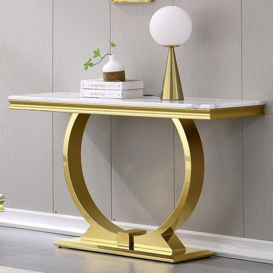 Modern Console Tables With Metal U Base and Gloss texture top