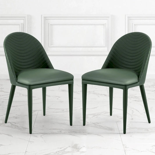 Fully Assembled Microfiber Leather Upholstered Dining Chairs, Set of 2 - 22.44 D x 18.5 W x 32.28 H