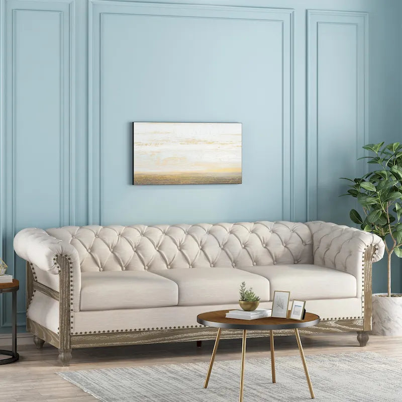Saragus Chesterfield Sofa with Nailhead Trim by Christopher Knight Home - 85.50 L x 33.25 W x 28.50 H